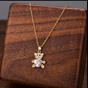 Teddy Bear Pendant Necklace 18k gold
Plated